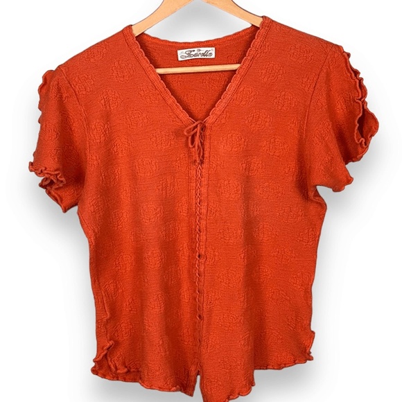 Vintage Peru Farella Orange Cotton Top womens XL - Picture 1 of 5